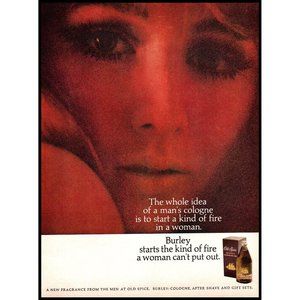 1968 Old Spice Burley Cologne for Men Vintage Print Ad Photo Woman's Face Art